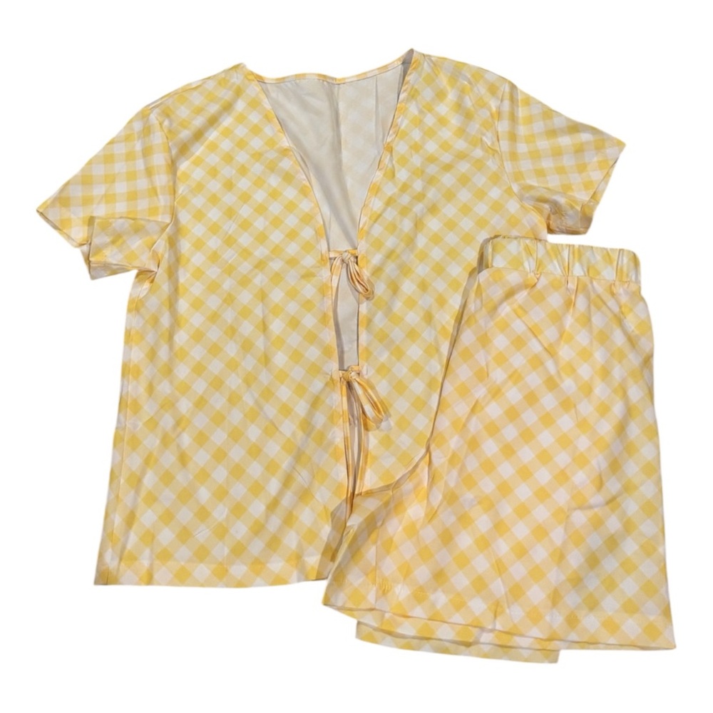 Yellow Checkered Women's Athletic Shorts perfect swim suit‎ cover up